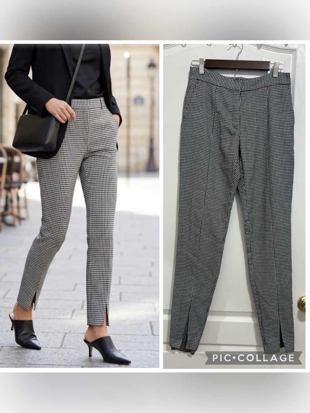 Zara Monochrome Houndstooth Trousers pants size S